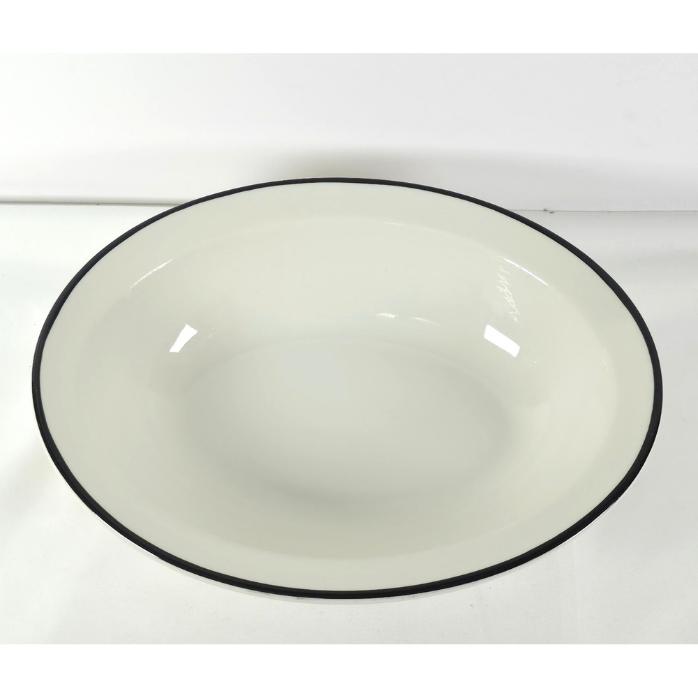 Syracuse China Oval Serving Bowl Black‎ Rim Restaurant Ware USA 10x7.5x2.25 Deep